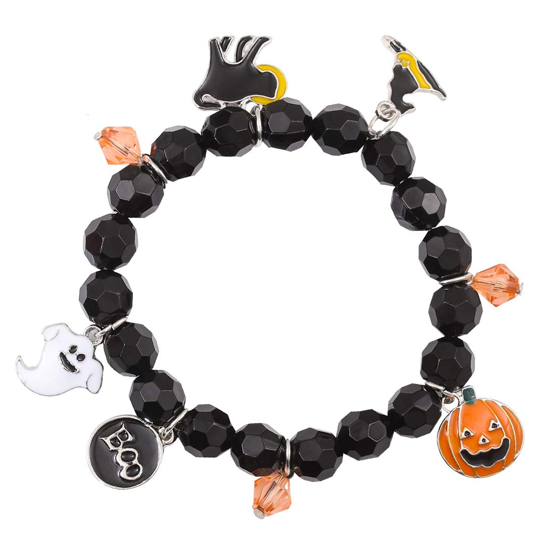CEALXHENY Halloween Bracelets Ghost Pumpkin Switch Charm Bracelets Gifts Stretch Beaded Bracelet Women (Style A)