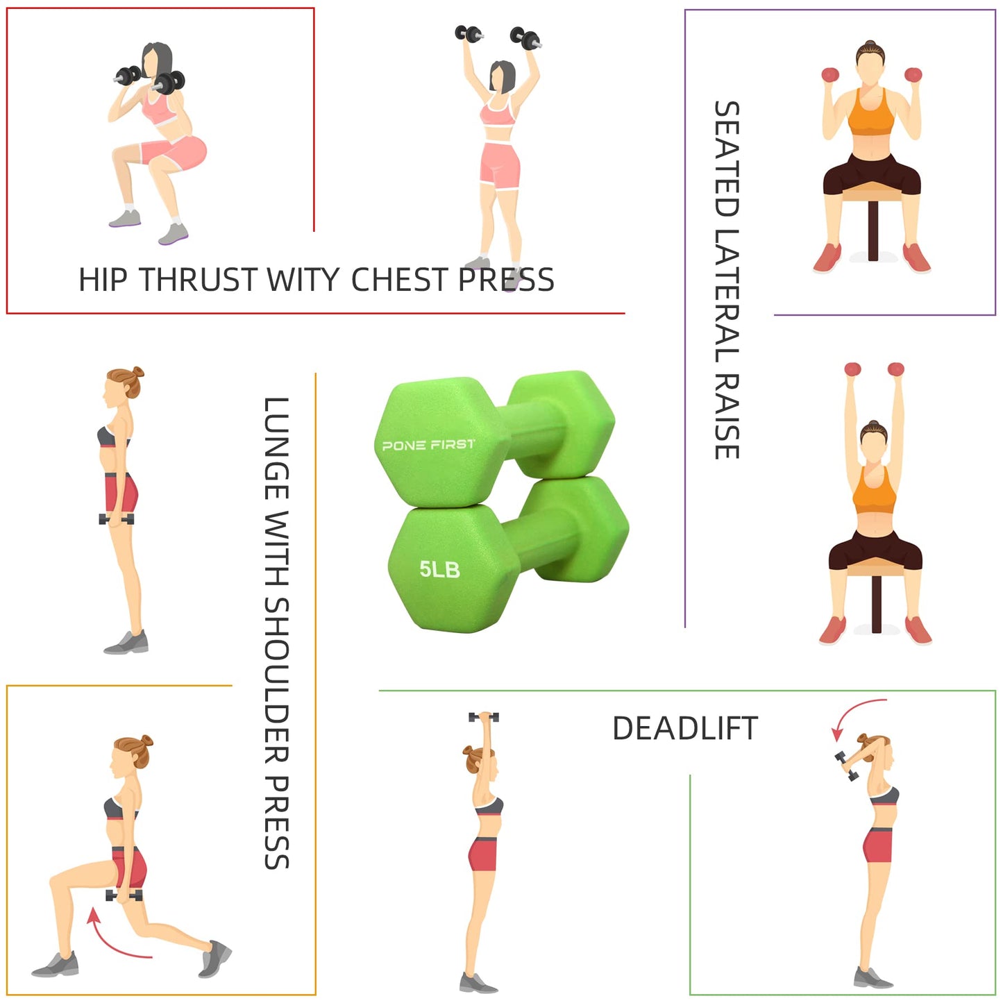 Dumbbell Hand Weight Pairs – Neoprene Dumbbell Exercise & Fitness For Home Gym Equipment and Adjustable Dumbbell Sets–Non-Slip, Color Coded Hex Shaped Free Weights For Women,Men 2LB 3LB 5LB 8LB 10LB Pounds