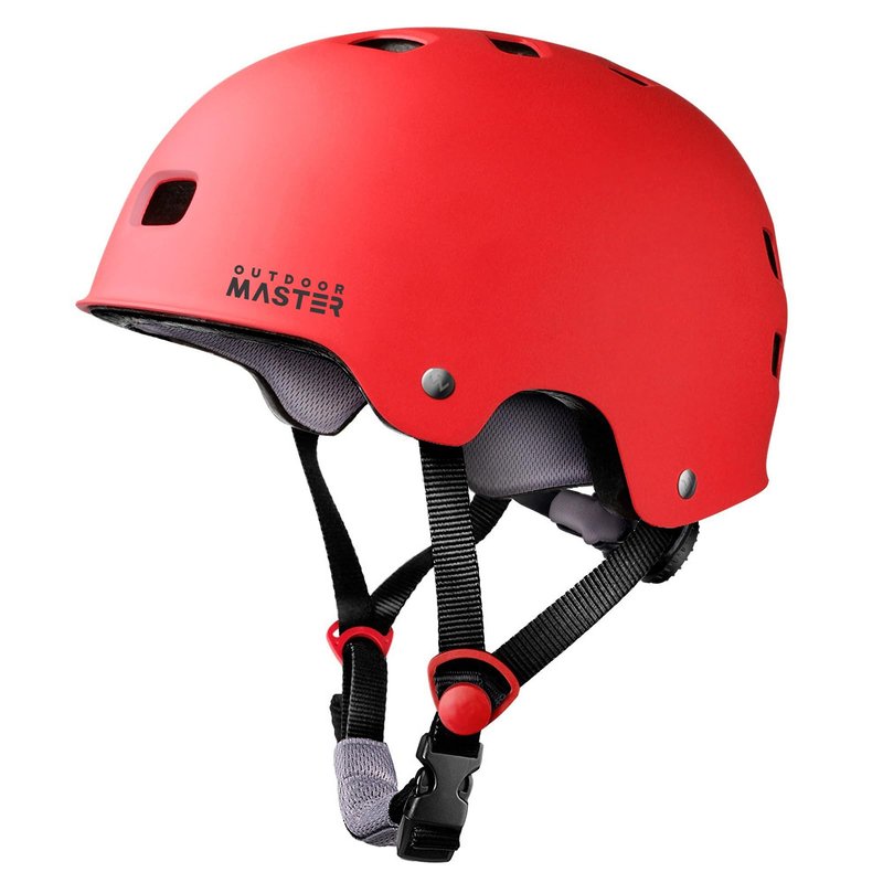 OutdoorMaster Skateboard Cycling Helmet - Two Removable Liners Ventilation Multi-Sport Scooter Roller Skate Inline Skating for Kids, Youth & Adults - S - Red