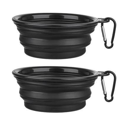 Dog Bowl Pet Collapsible Bowls, 2 Pack for Cats Dogs, Portable Pet Feeding Watering Dish for Walking Parking Traveling with 2 Carabiners (Small, Blue+Green)