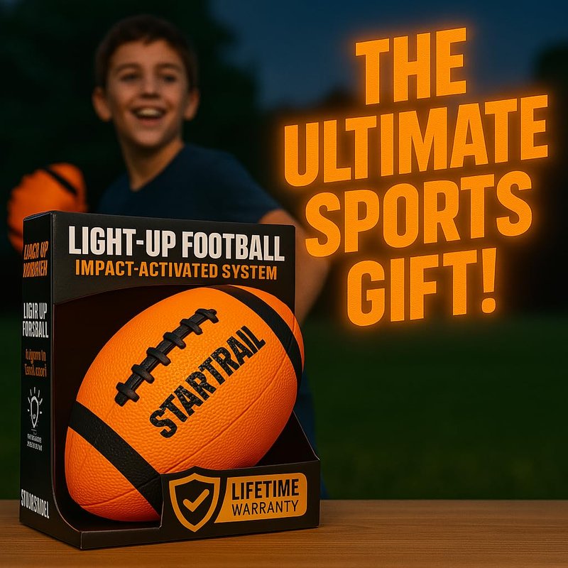 Glow in The Dark Football | Ultra-Bright Double LED Light-Up Football Size 6 with 3 Extra Batteries and Pump for Kids & Teens Ages 6+ | Outdoor Fun for Evening Play, Camping & Beach Games