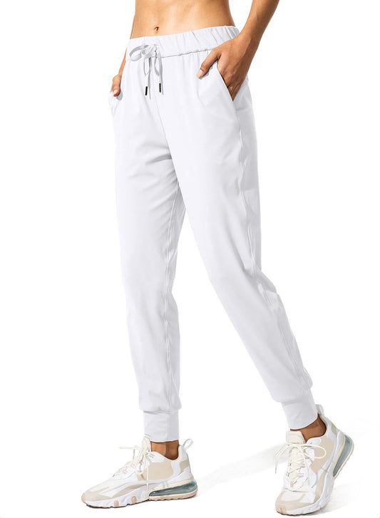 SANTINY Women's Joggers Pants Pockets Drawstring Running Sweatpants for Women Lounge Workout Jogging(White_M)