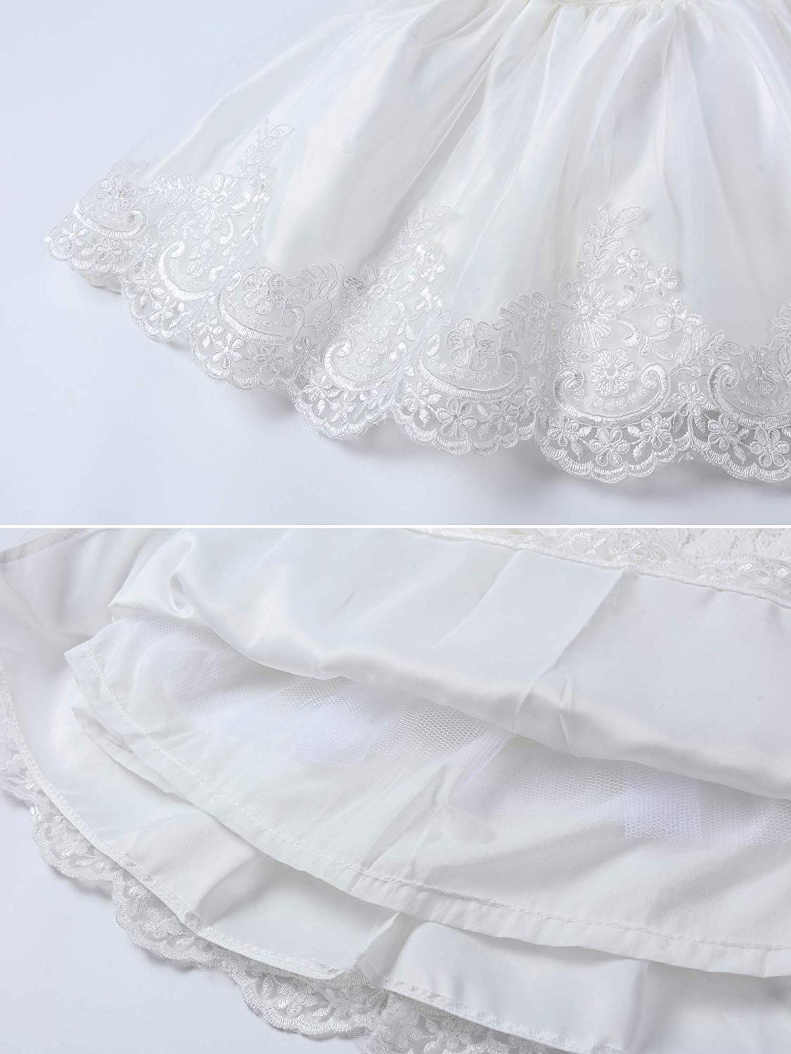 Toddler Baby Girls Formal Dresses Infant Bowknot Embroidery Tutu Lace Gown Dress Kids Pageant Party Wedding Birthday Flower Dresses Size 2T 3T (White 90)