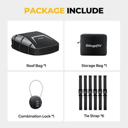 BougeRV Soft Rooftop Cargo Carrier Bag Water-Resistant Roof Bag Aero Car Top Carrier for Vehicle with Racks 900D PVC, Includes 6 Reinforced Straps, Storage Bag, Luggage Lock (39'' x 35" x 13'')