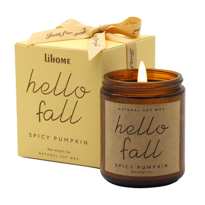 Fall Decorations for Home - Fall Candles, Gifts for Women, Natural Soy Wax Pumpkin Spice Scented Candles