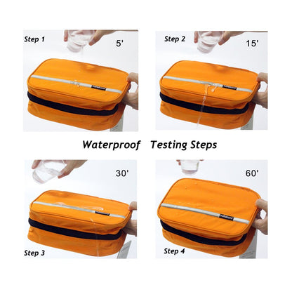 jiemei Hanging Toiletry Bag Waterproof, Travel Wash Bag for Men & Women with 4 Compartments, Foldable Compact Size, Super Durable Fabric