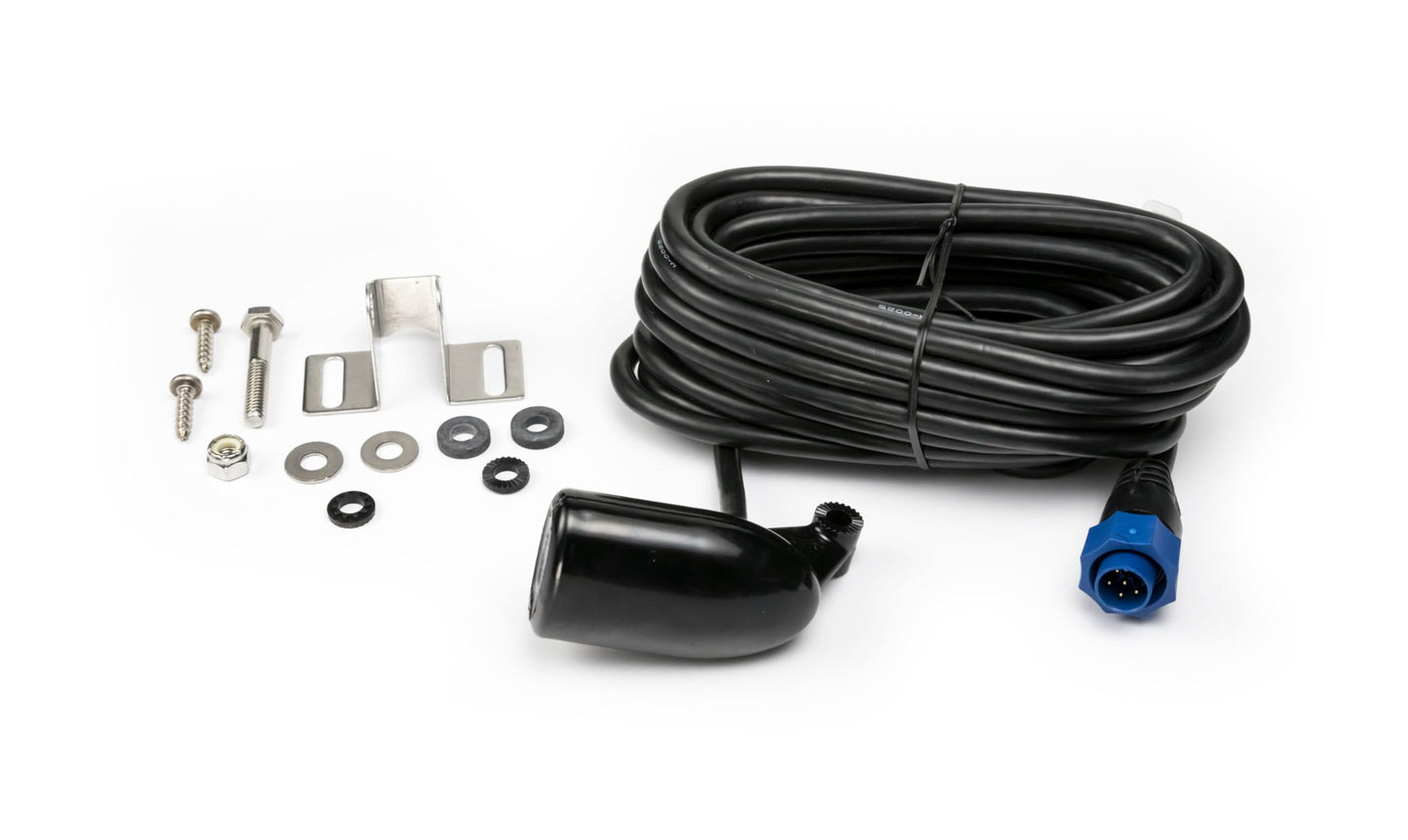 Lowrance 000-0106-72 HST-WSBL Transom-Mount Skimmer Transducer – 83/200 kHz with Built-in Temperature Sensor, 7-Pin Connector, Black