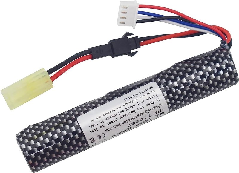 1PCS 3S 11.1V 2000mAh Li ion Battery with SM-2P Plug Connector and USB Charging Cable, Suitable for Airsoft Gel Water Droplet Blaster Air Gun Gel Ball Shock Wave Replacement Battery