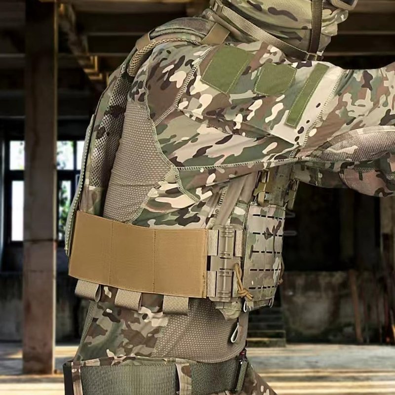 GAZJYUSP Pair of Elastic Tactical Vest Cummerbund Quick Release Mounting Strap for Vest JPC/CPC/LBT/LBX/FCPC with Magazine Pouches (Khaki)