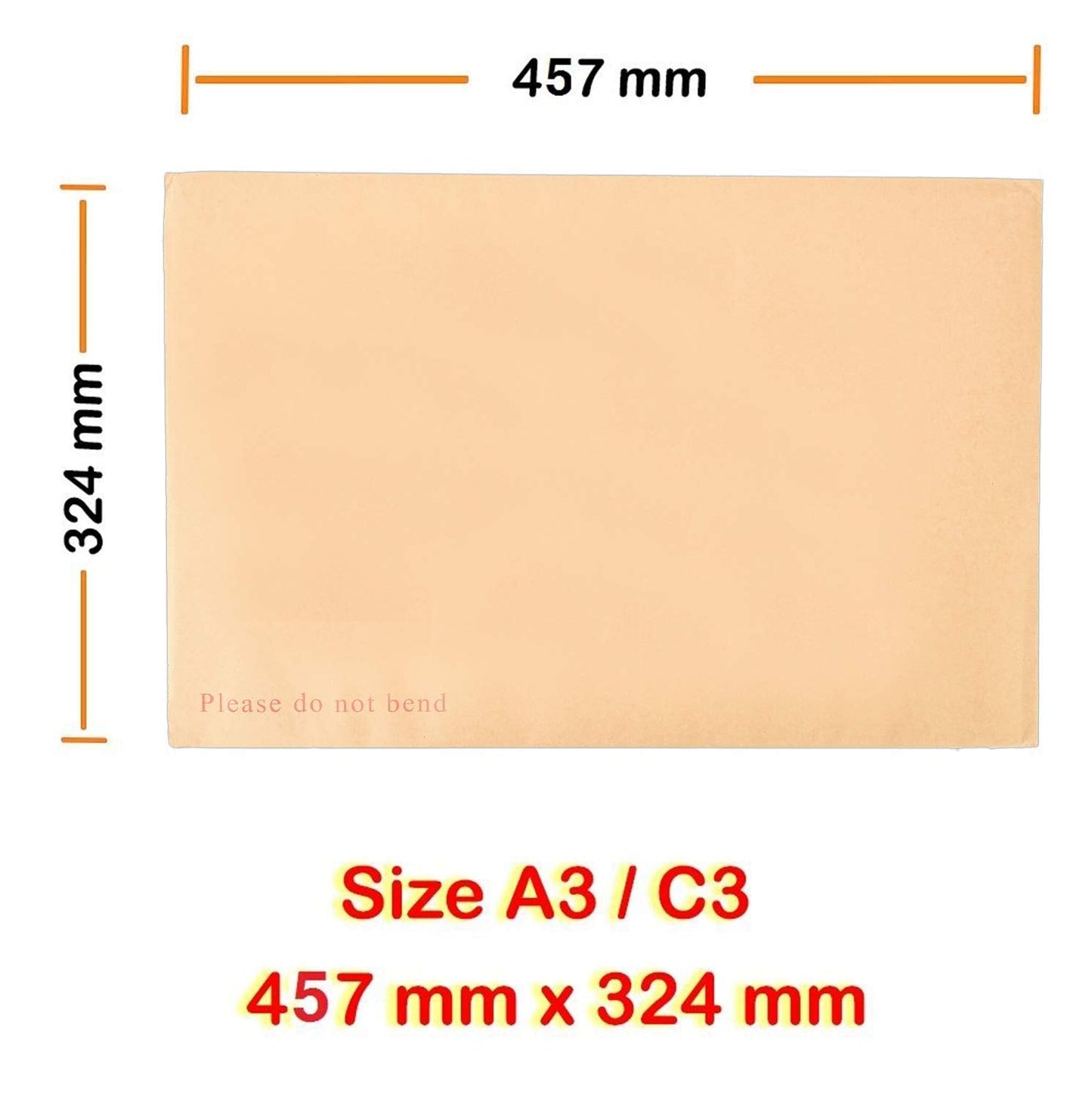 Arpan 457mm x 324mm A3 C3 Manilla Hard Board Backed Envelopes Do Not Bend (Pack of 50)