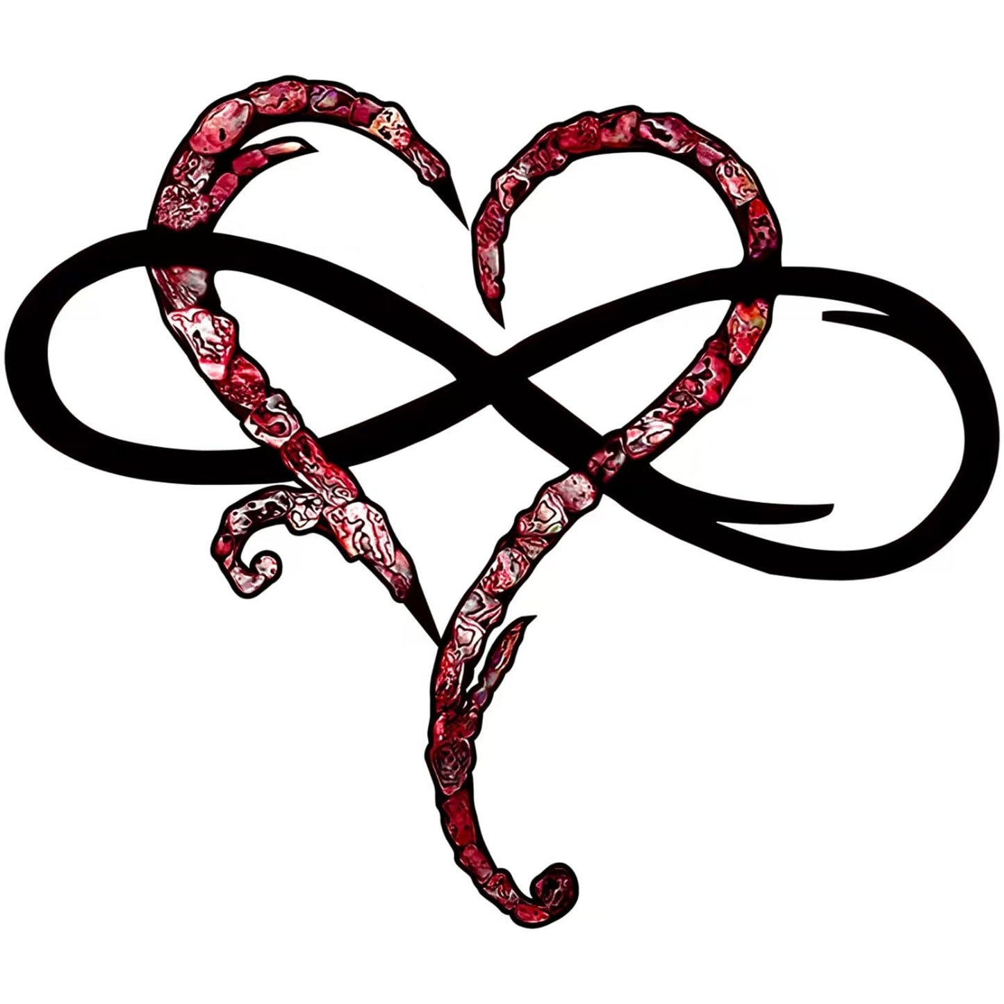 Infinity Heart Wall Decor, Unique Infinity Heart Metal Wall Art Decor Love Sign Steel Wall Plaques Bedroom Ornaments for Home Wedding Decor, Room Living Room Decoration (Red Black, 23.6x20.6inch)