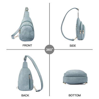 Telena Small Sling Bag for Women Leather Crossbody Fanny Packs Chest Bag for Women