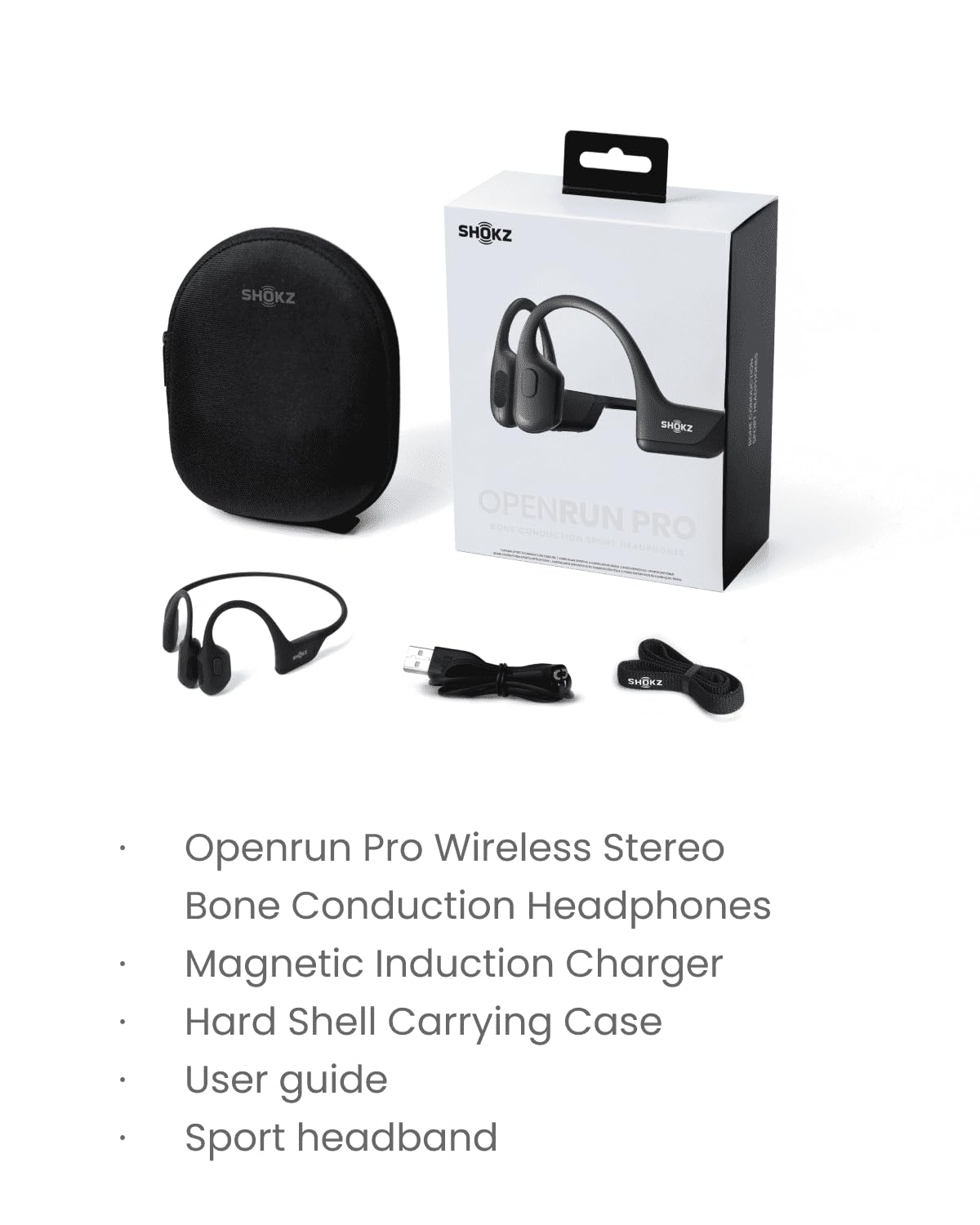 SHOKZ OpenRun Pro, [England Athletics Recommended] Bone Conduction Headphones, Open-Ear Sports Earphones with Mic, IP55 Waterproof Bluetooth Wireless Headset for Running Workout Driving(Swift Black)