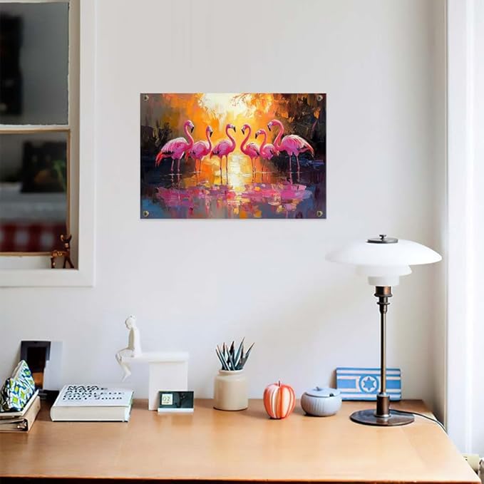 Yesad Flamingo Wall Art, Flamingo Canvas Wall Art Prints Tropical Pictures Poster Wall Décor for Living Room Bedroom Office Animal Lover Gift Home Decorations (Unframed,30”x20”, Flamingo)