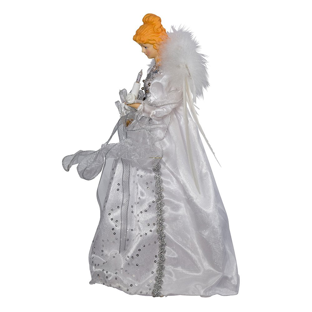 Kurt Adler 14" 10-Light White and Silver Angel Treetop