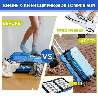 12 Pack Compression Bags, Travel Roll Up Reusable Travel Space Saver Vacuum Storage Bags for Luggage, Camping, and Storage (No Vacuum or Pump Needed).