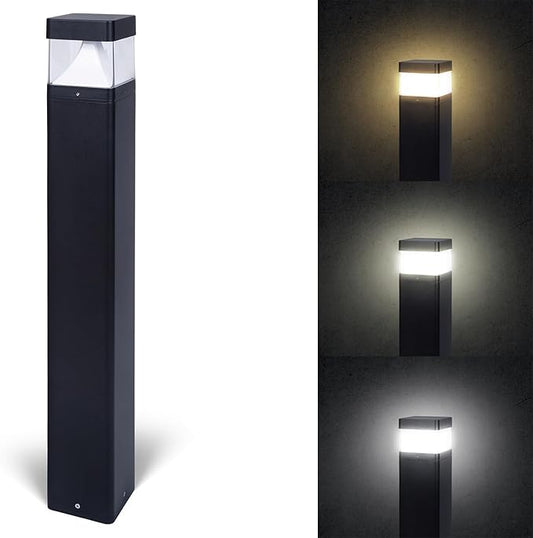 LightingLabs Led Bollard Landscape Lighting 10/15/20 Watts 40 Inch 3CCT 3000/4000/5000K 120-277V Outdoor Pathway Light Wired Ideal for Garden, Commercial Driveway Rated IP65 ETL Listed Square Flat