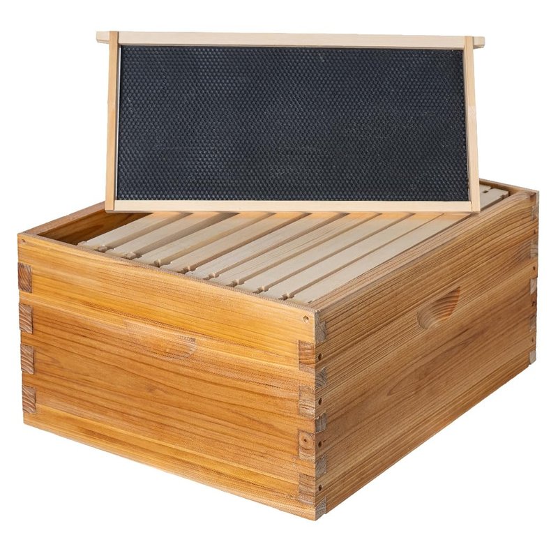 Honey Lake 10 Frame Langstroth Deep Brood Bee Hive Box Dipped in Beeswax, Sections of Wood for Beehives, Includes Beehive Frames and Waxed Foundations (Unassembled)