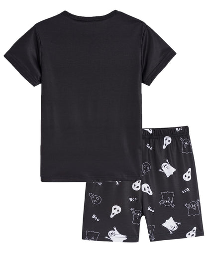 MyFav Glow in Dark Pajamas for Boys Summer Child Short Lounge Clothes Kids Soft Nightwear Set,Ghost,12Y