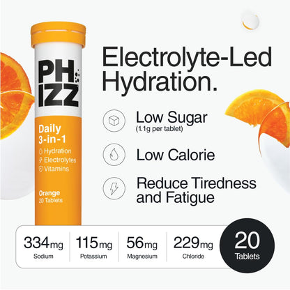 Phizz Electrolytes, Multivitamin & Hydration Tablets - 60 Effervescent Rehydration Electrolyte Tablets - 18 Vitamins & Minerals, Vitamin C, Vegan & Low Calorie