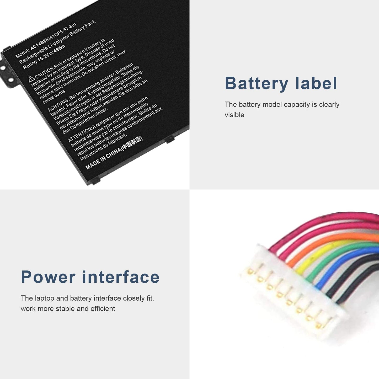 AC14B8K Laptop Battery for Acer Aspire R3-131T R5-471T R5-571T R5-571TG E3-111 E3-112 ES1-511 ES1-512 ES1-531 ES1-520 ES1-111M R7-371T R7-372T V3-111 fits KT.0040G.004, KT0030G.004, 3ICP5/57/80