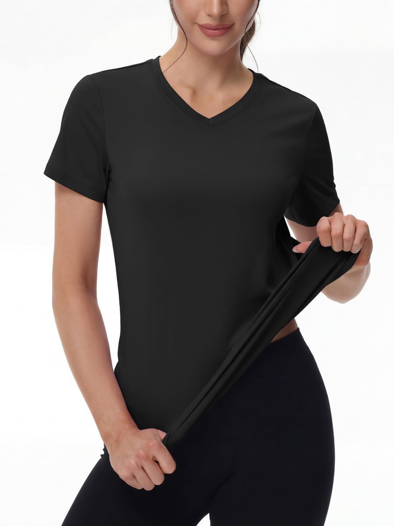 MAGCOMSEN Women's Workout Tops Short Sleeve UPF 50+ Athletic Shirts Quick Dry V-Neck T-Shirt Moisture Wicking Gym Tee