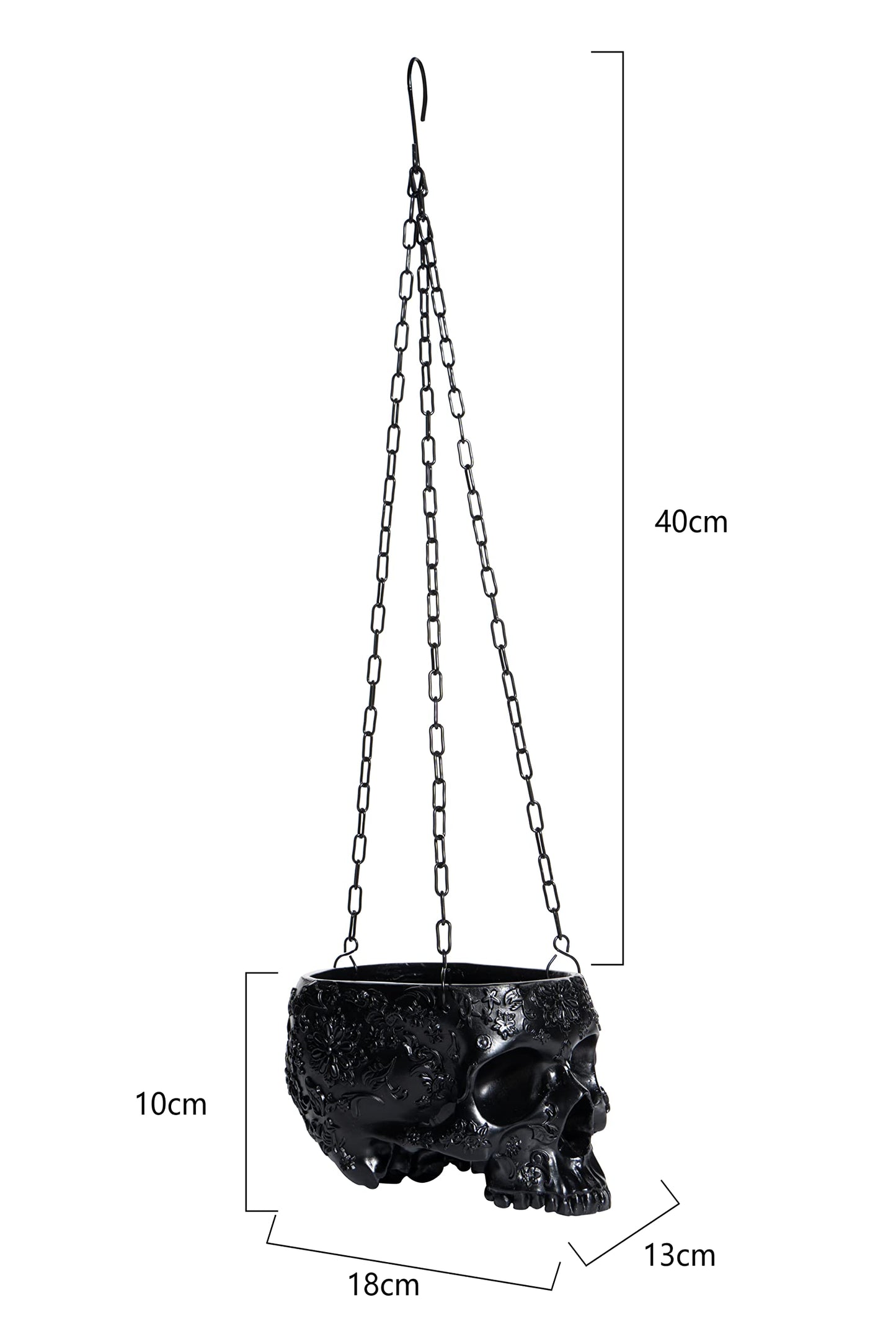 GUTE Hanging Skull Plant Planter Pot - with Metal Chain & Hook - 6" H Skulls Pot Indoor Plants & Flowers - Bowl & Serving, Skeleton Home Decor Decorations