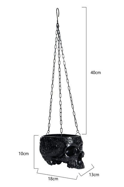 GUTE Hanging Skull Plant Planter Pot - with Metal Chain & Hook - 6" H Skulls Pot Indoor Plants & Flowers - Bowl & Serving, Skeleton Home Decor Decorations