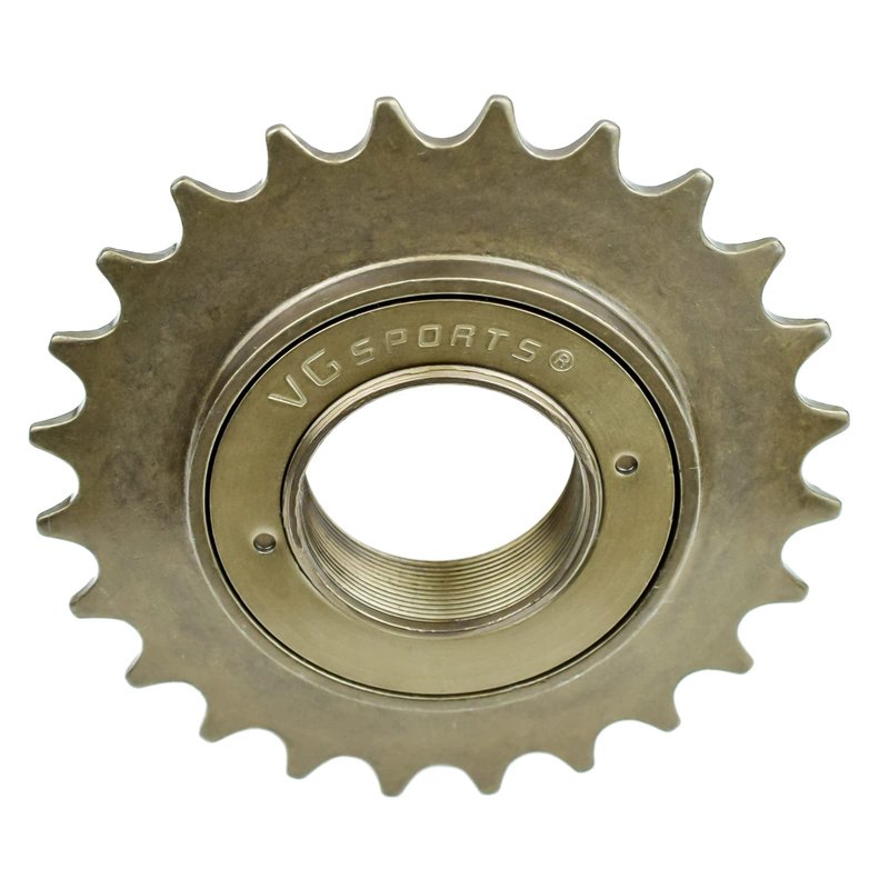VG SPORTS Single Speed Bike Freewheel, 24T Compatible with 1/2' x 1/8' Bicycle One-Speed Freewheel Threaded Type Freehub Replacement Parts (Brown)