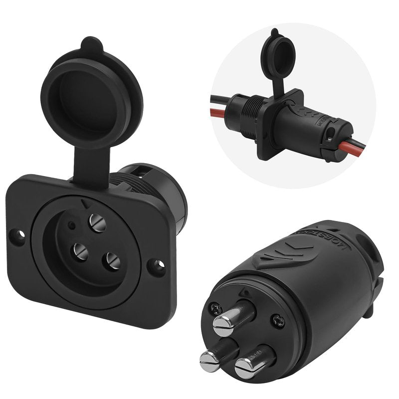 Moestoont 70A Trolling Motor Plug for 2 or 3 Wire 12-48V Systems Compatible with Minn Kota Marine Boat, Watertight Heavy Duty Electrical Power Connector Black