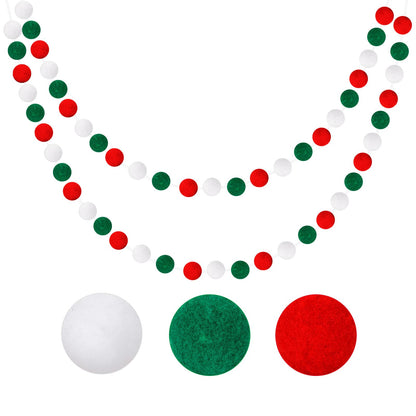 GCQQ Christmas Garlands 1.2" Large Pom Pom Garland Boho Decor 16.4FT Red Green White 60 Felt Ball Garlands for Mantle Christmas Tree Party Decor(1.2"/3cm)