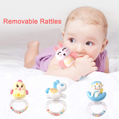 Mini Tudou Baby Musical Mobile Crib with Music and Lights, Timing Function, Projection, Take-Along Rattle and Music Box for Babies Boys Girls Toddlers