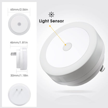 Briignite LED Baby Night Lights Plug into Wall [4Pack], Nightlight with Light Sensors for Kids Room, Bathroom Stair Lights, Hallway Light, Warm White