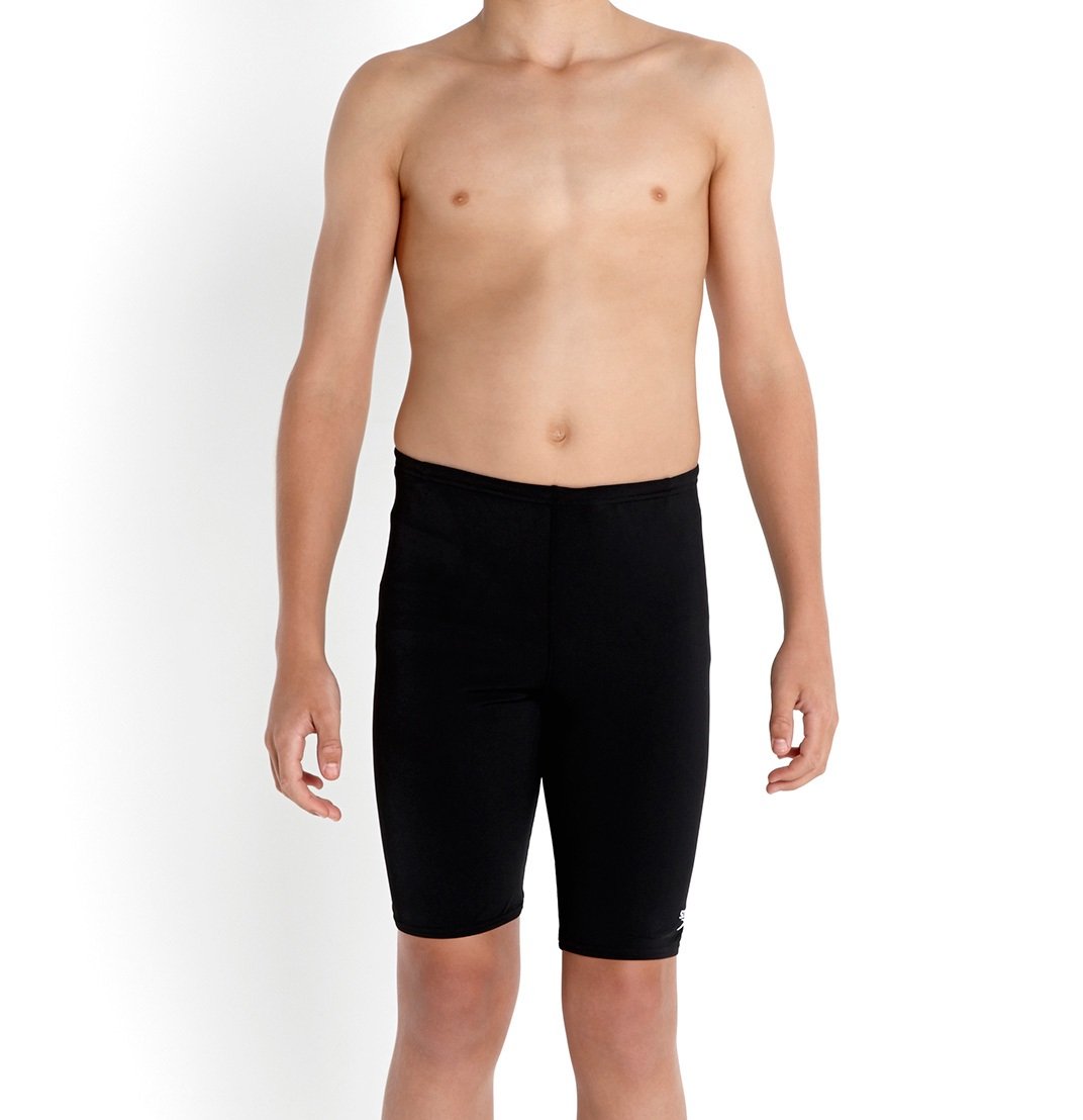 Speedo Boys Endurance+ Jammer Swimming Trunks | Training | Chlorine Resistant | Quick Drying | Stretch Fabric | Comfort Fit, Black, 11-12