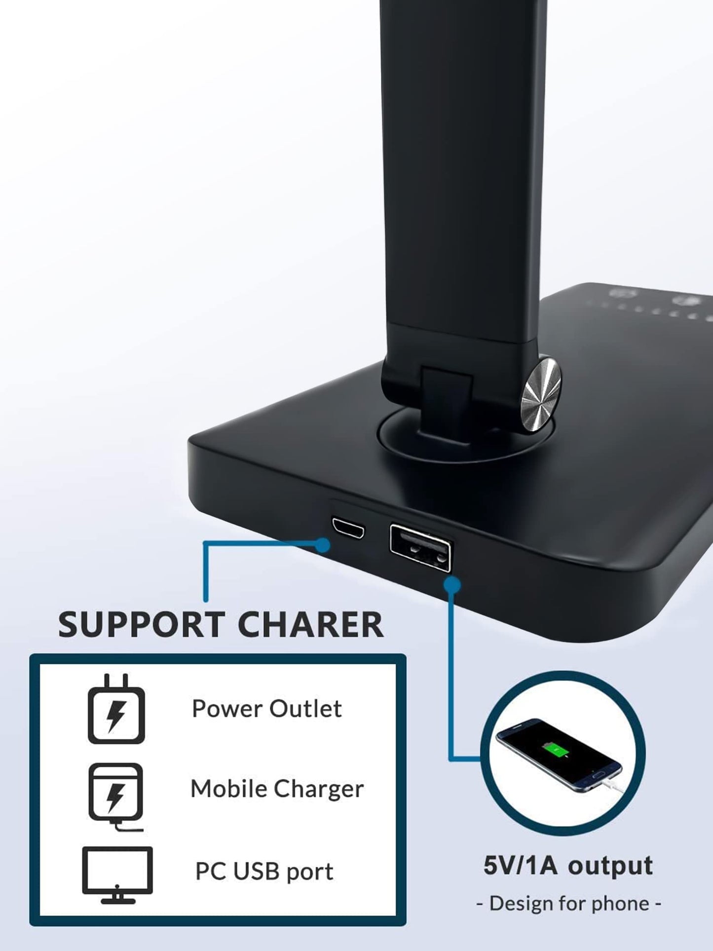 LENDOO LED Desk Lamp with USB-C Charging, Super Wide & Bright, 5 Color Modes X 10 Brightness Levels,Desk Light for Home Office