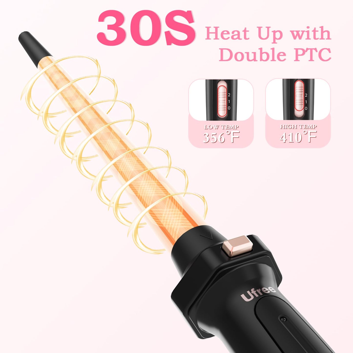 Birthday Gifts for Women, Ufree 5 in 1 Curling Iron with Interchangeable Ceramic Barrels (0.35"-1.25"), Curling Wand Set with Flat Iron Hair Straightener, Instant Heat Up, Dual Voltage Hair Curler