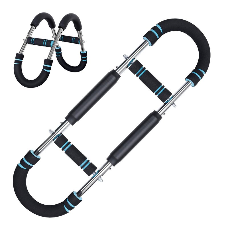 Twister Arm Trainer, 60-100lb Adjustable Chest & Arm Workout Tool, Compact Twister Arm Strengthener, Portable Power Twister Bar with Snap - Together Detachable Design for Fitness Anywhere(Blue)