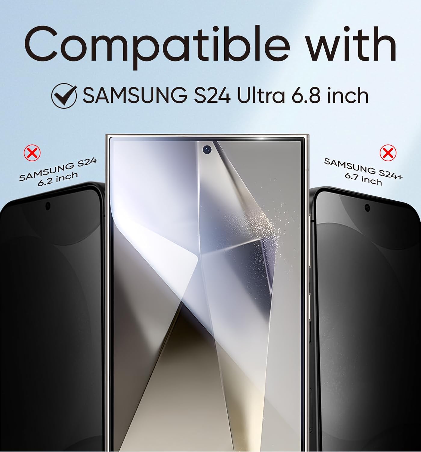 MAGIC JOHN [2 Pack] Basic for Samsung Galaxy S24 Ultra Privacy Screen Protector 6.8", Anti-Spy Tempered Glass, Bubble-Free, Easy Install, Case Friendly, 9H Hardness