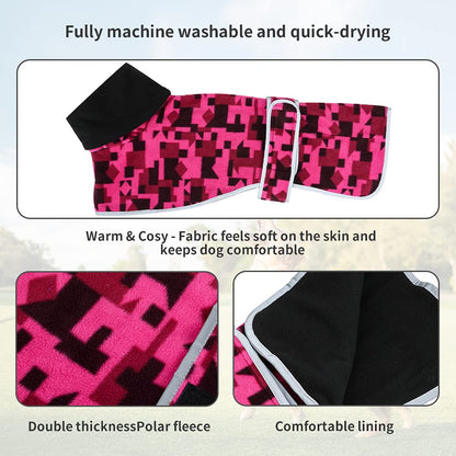 Winter Fleece Jumper for Whippet Greyhound Warm Fleece Lining and Adjustable Bands Pink
