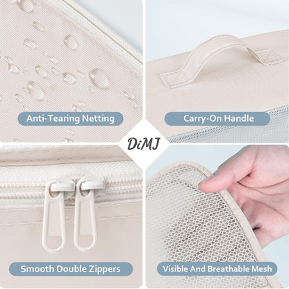 DIMJ Packing Cubes for Travel, Luggage Organizer Bags Foldable Packing Cubes for Suitcase Lightweight Luggage Organizer Travel Must Haves (Beige)