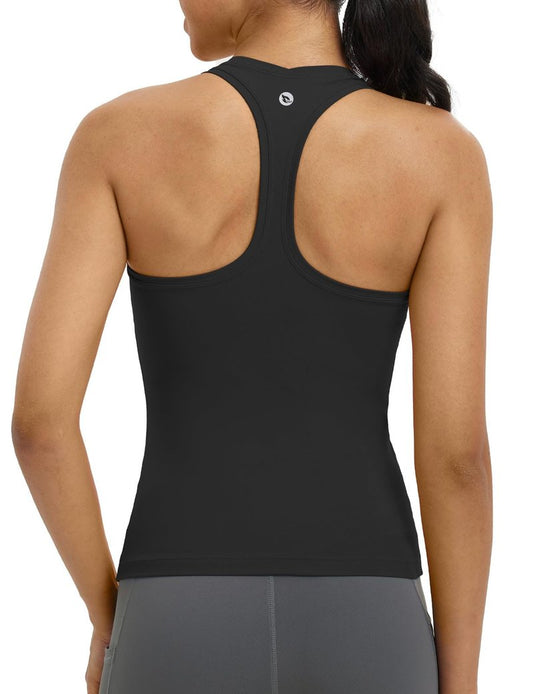baleaf Womens Workout Racerback Tank Tops Racer Back Yoga Gym Athletic Running Sleeveless Shirts Camisole Black 2XL