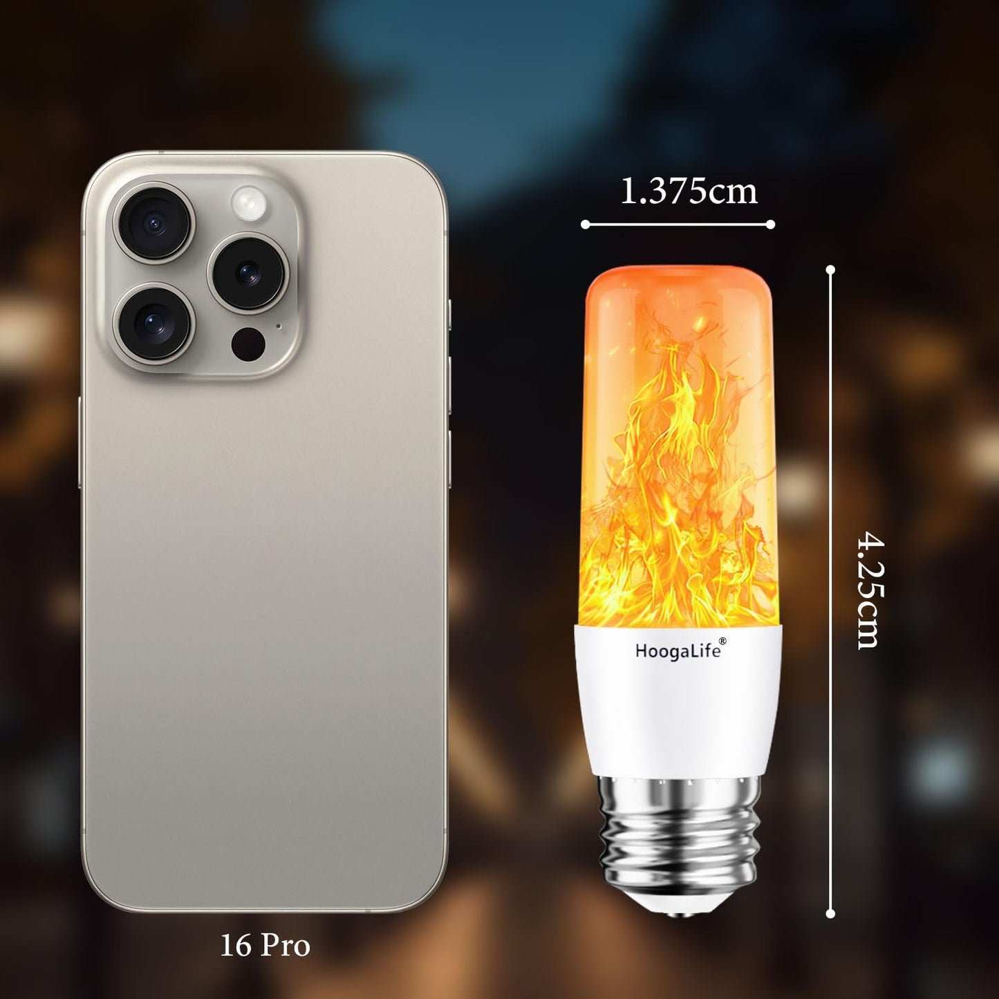 HoogaLife Flame Light Bulbs, E26 Led Flame Light Bulb with Effect of Real Candle Fire Light, 4w Flames Bulbs with Upside Down Effect, for Christmas Halloween Home Party Holiday House Room Porch-4 Pack