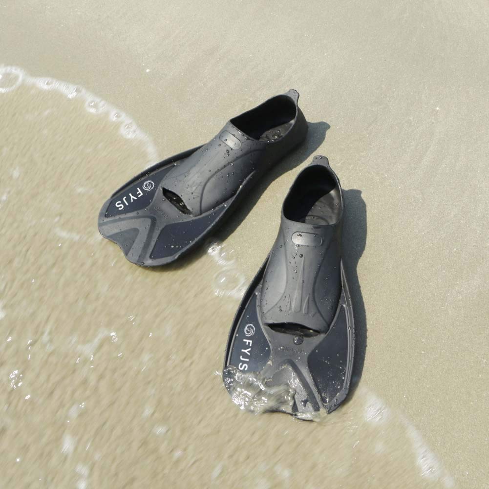 FYJS Short Swim Fins with Comfortable Full Foot Pocket Travel-Size for Snorkeling and Scuba Diving