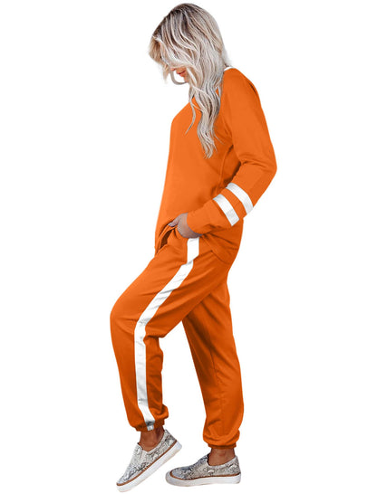 Aloodor Lounge Sets for Women Two Piece Outfits Sweatsuit Sets 2 Piece Fashion Outfits Halloween Orange M