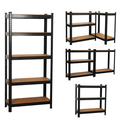 COZYBRITE Garage Shelving Units 5 Tier Heavy Duty Shed Storage Racking Shelf Metal Boltless 875kg Capacity 175kg Per Shelf for Warehouse Workshop Office (Black, 90x40x180cm)