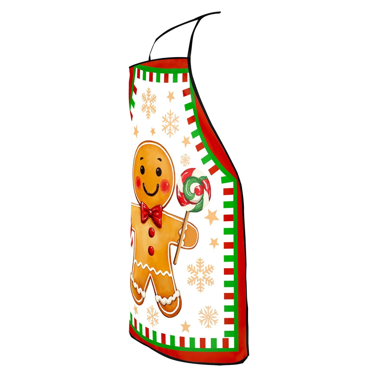 DZGlobal Christmas Apron Gingerbread Red Green Xmas Dinner Party Winter Holiday Chef Aprons with Adjustable Neck Tie for Women Men Kitchen Cooking Grill BBQ