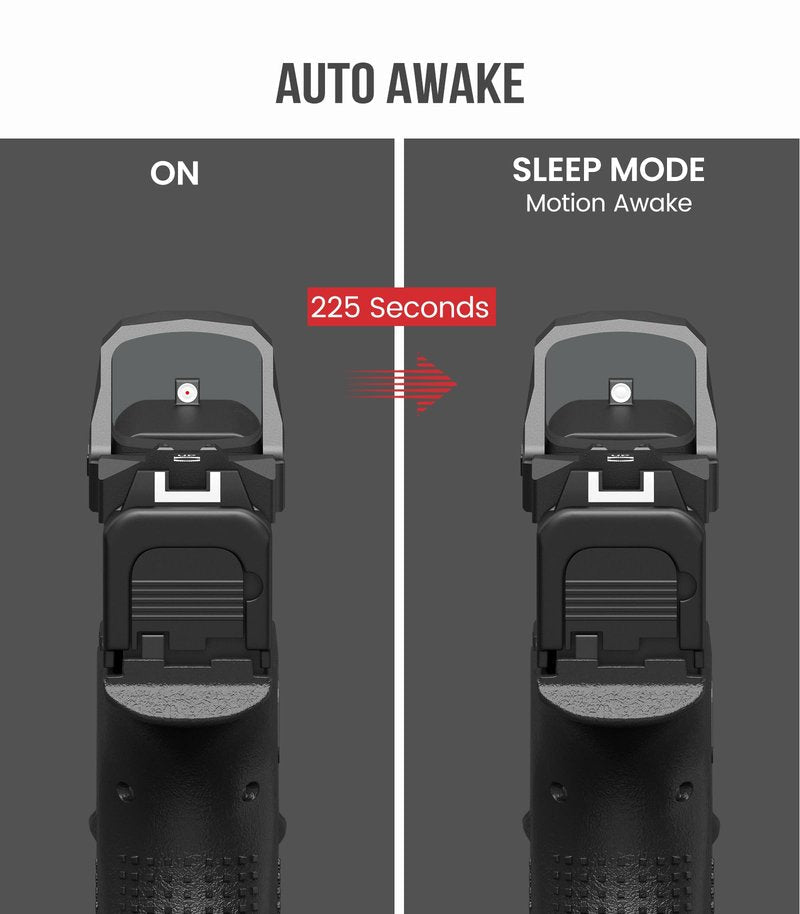 VOTATU PMD505-R Micro Red Dot for RMS/RMSc Footprint, Multiple Reticle Reflex Sight with Picatinny Mount - Shake Awake Optic for Pistol - 2 MOA Dot 46 MOA Circle