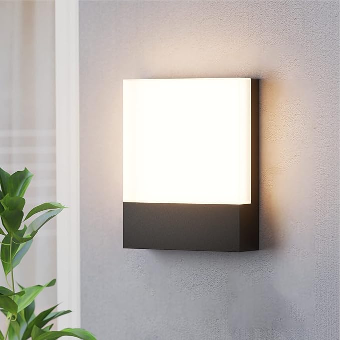 1-Pack Modern Outdoor LED Wall Light,24W 3000K Wall Porch&Patio Light,IP65 Led Exterior Wall Lights Fixtures,Low Profile Wall Sconce for House Yard Garage Walkway Garden(Black)
