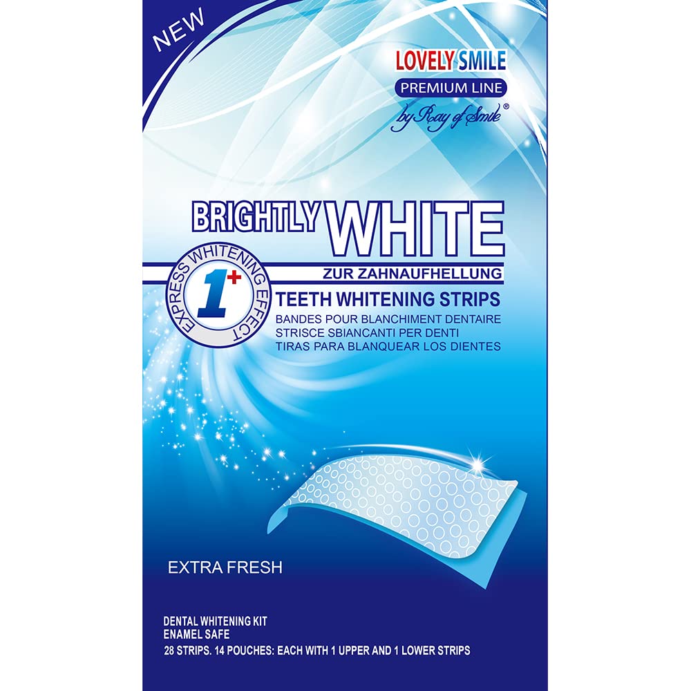 Lovely Smile | 28 White-Strips Teeth whitening Strips - Advanced NO-Slip Technology - Professional Teeth Whitening Kit - Premium Line by Ray of Smile®