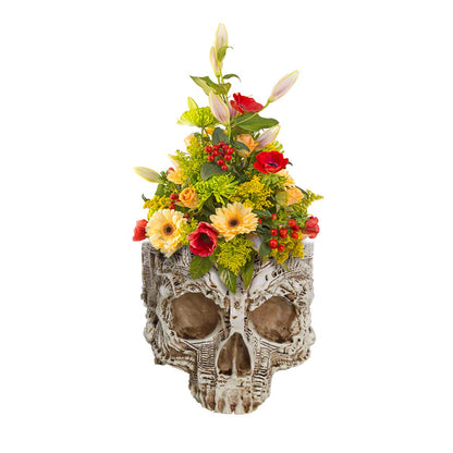 Skull Potted Plant Head Planter Pen Holder Desk Office Organizer Stationery Small Succulent Pots Gifts Decor Mini Resin Home Gardening Flower Pot Special Creative Outdoor Halloween Christmas Party
